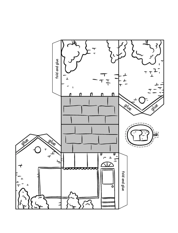 Kolorowanka Domek z Piekarnią - Kreatywna Zabawa dla Wszystkich kolorowanka do druku